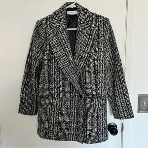 Women's Black and White Tweed Coat